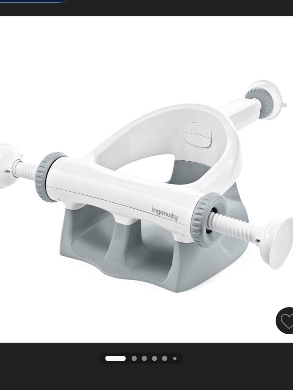 Ingenuity White & Gray Baby Bath Seat - Suction Base Safety Support